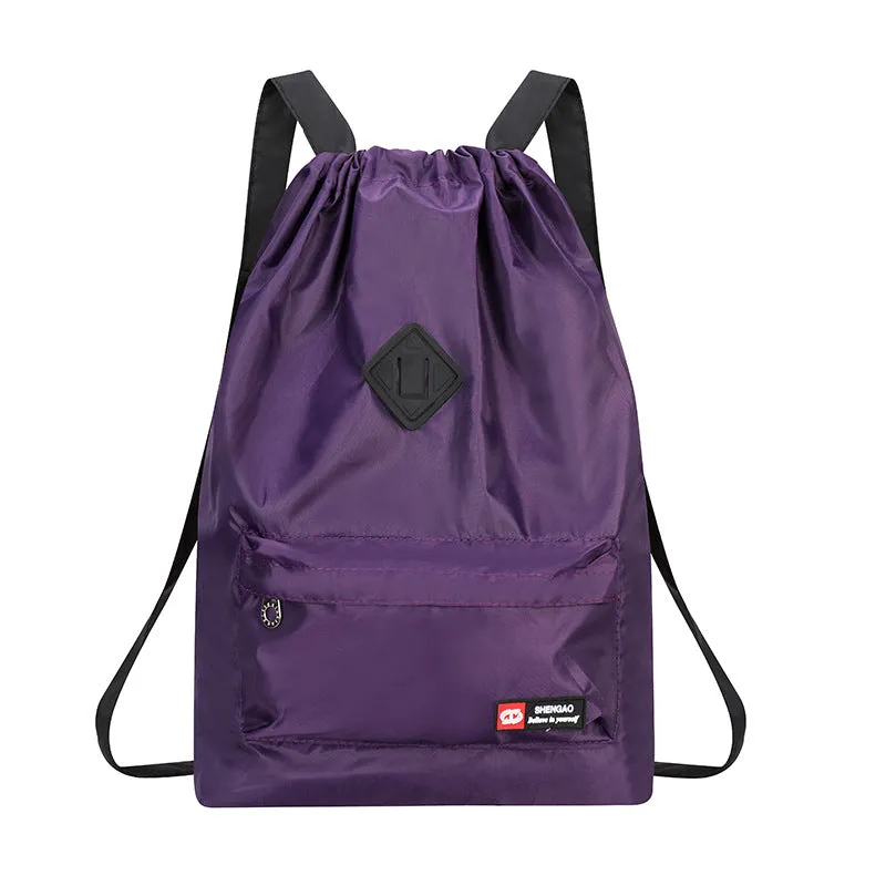 Women's Drawstring Pocket Lightweight Nylon Gymnastic Valise Travel Bags