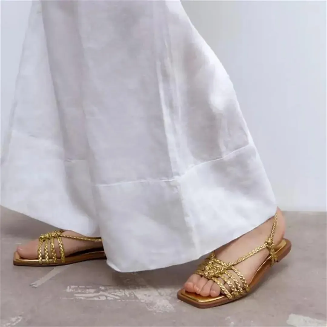 Womens Elastic Band Back Strap Wedge Heel Open Side Vamp Modern Sandals PU Upper Casual Holiday Beach Summer Sandals
