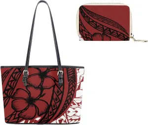 Women'S Fashion Handbag Shopping Large Capacity Makeup Bag Polynesian Tribe Design Purse Shoulder Bag Set