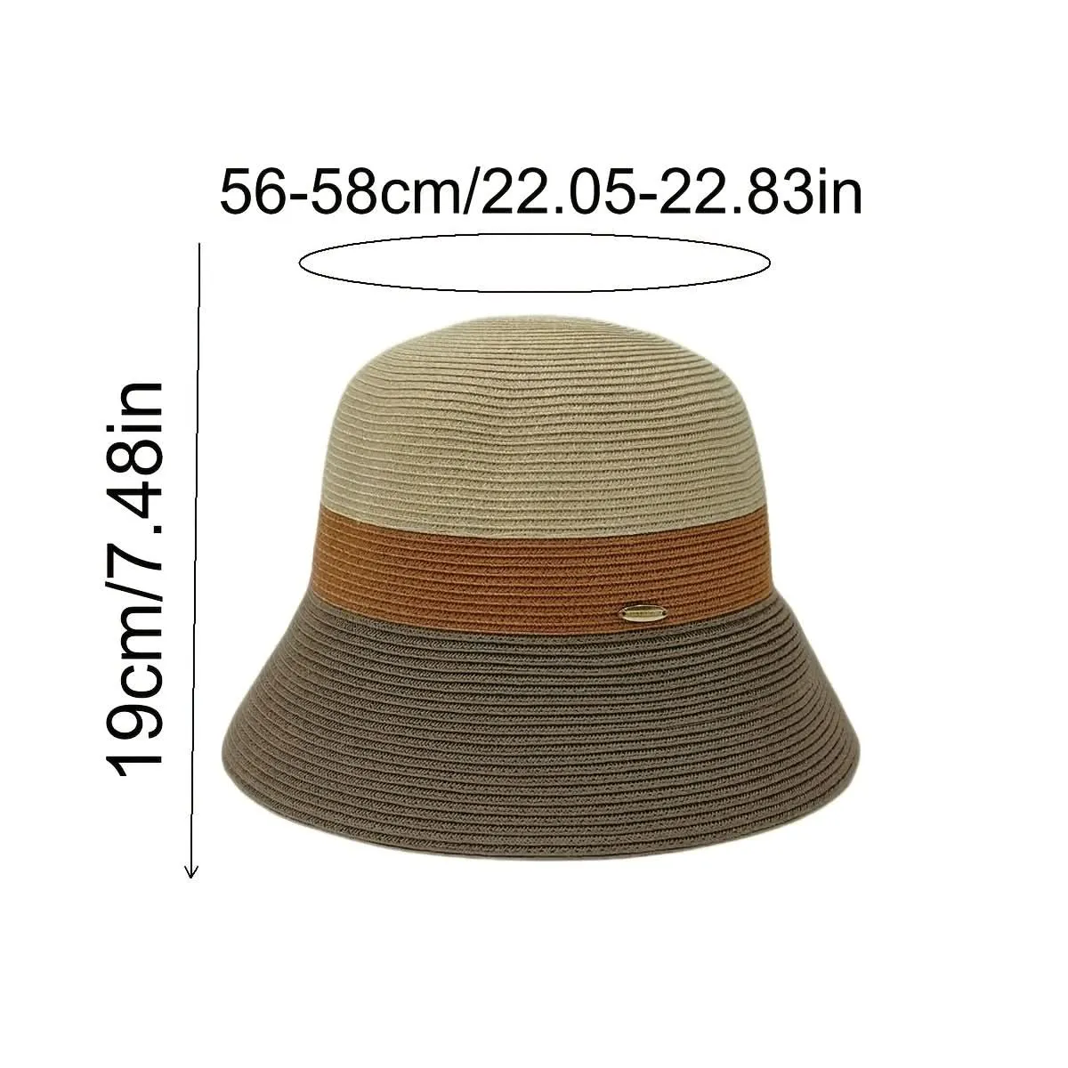 Women’s Foldable Straw Bucket Hat – Tricolor Summer Beach Hat, Sun Protection