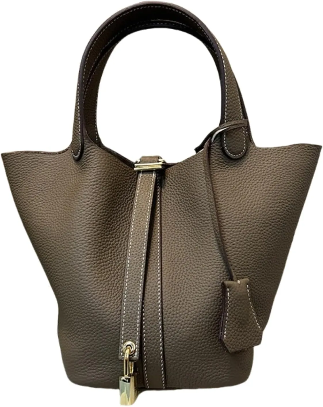 Women's Genuine Leather Bucket Bag, Adjustable Shoulder Crossbody Purse, Soft Small Handbag for Work Travel Gif