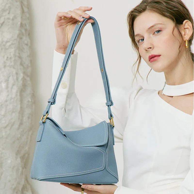 Women's Genuine Leather First Layer Cowhide Geometric Shoulder Bags