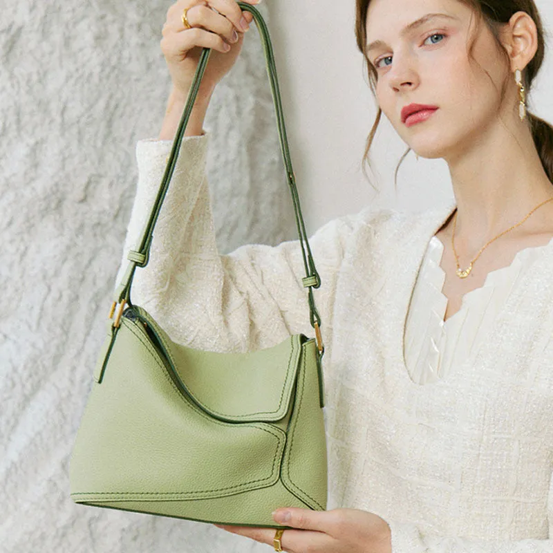Women's Genuine Leather First Layer Cowhide Geometric Shoulder Bags