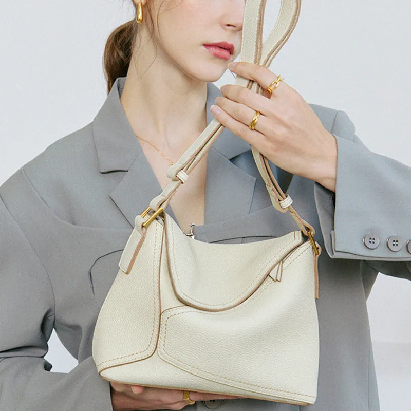 Women's Genuine Leather First Layer Cowhide Geometric Shoulder Bags
