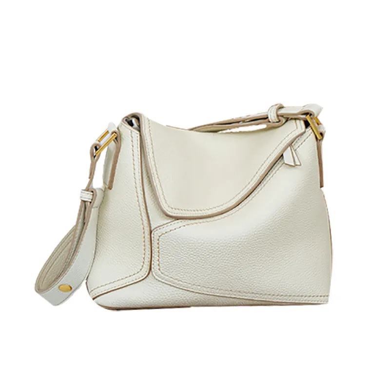 Women's Genuine Leather First Layer Cowhide Geometric Shoulder Bags