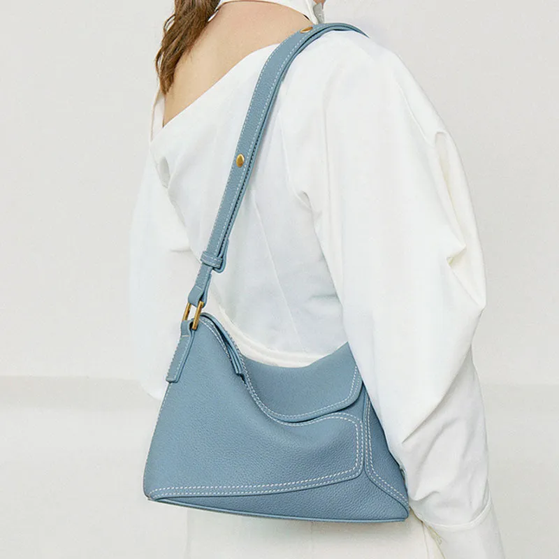 Women's Genuine Leather First Layer Cowhide Geometric Shoulder Bags