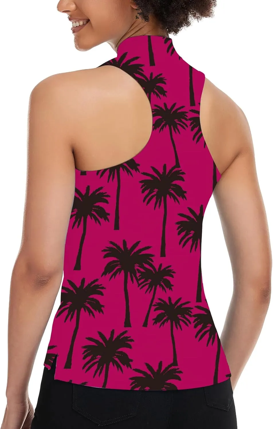 Women's Golf Shirt Sleeveless, V Neck Raceerback Polo Shirts Moisture Wicking, Quick Dry Ladies Tennis T Shirts