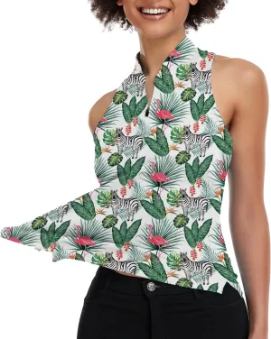 Women's Golf Shirt Sleeveless, V Neck Raceerback Polo Shirts Moisture Wicking, Quick Dry Ladies Tennis T Shirts