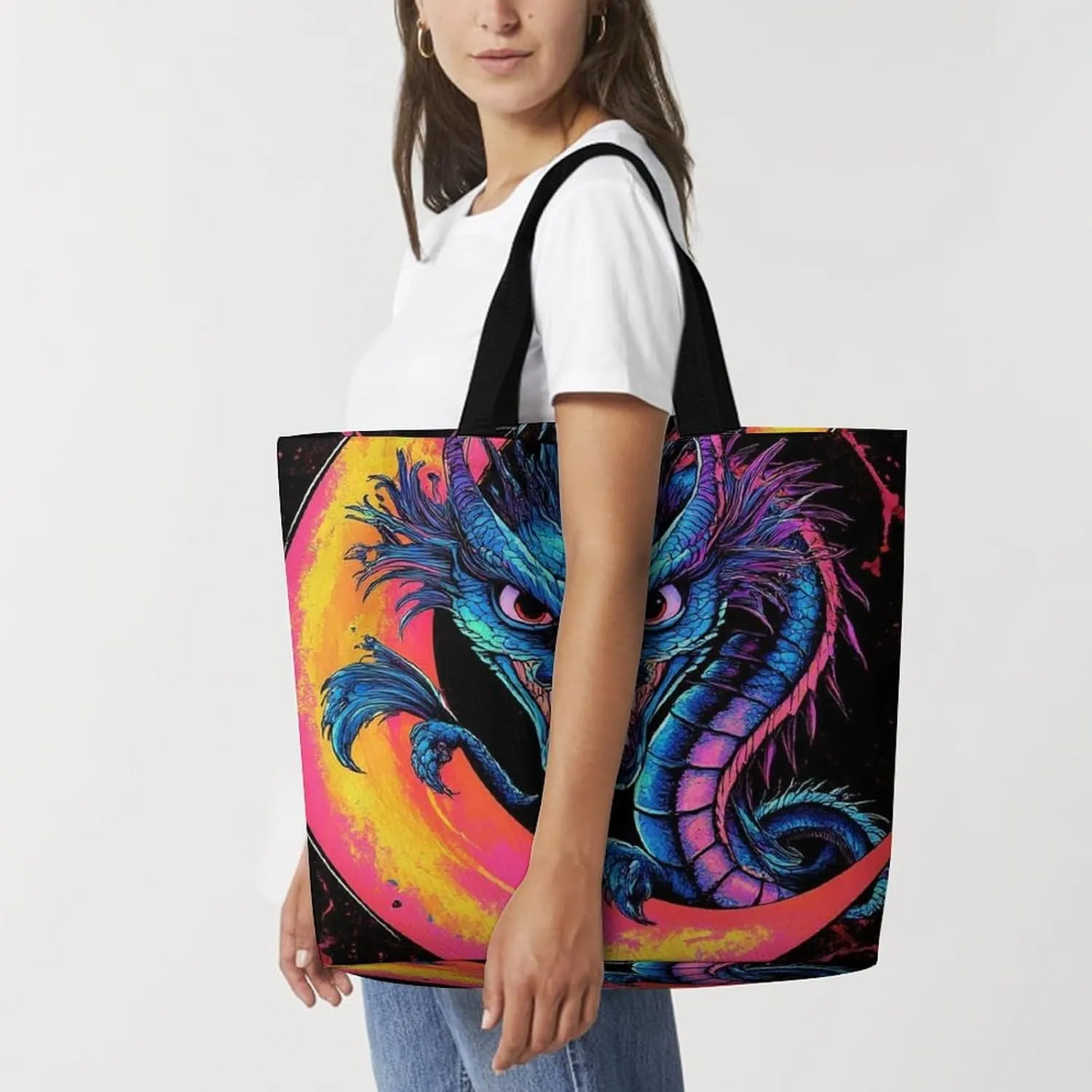 Womens Grocery Bag, Large Capacity Tote Bags Portable Reusable Shopping Shoulder Bag