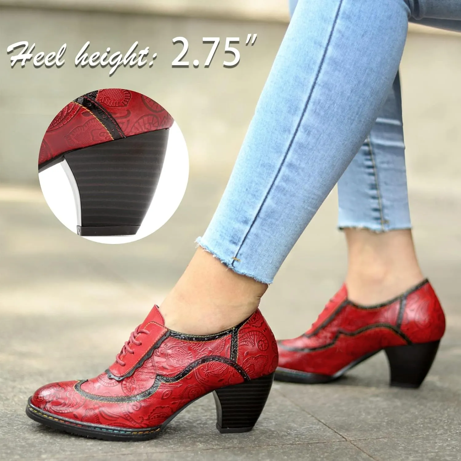 Women's Handmade Lambskin Oxford Loafers Shoes with Retro Ethnic Printed Style, Brock Design for Casual and Fashion Collegiate Style