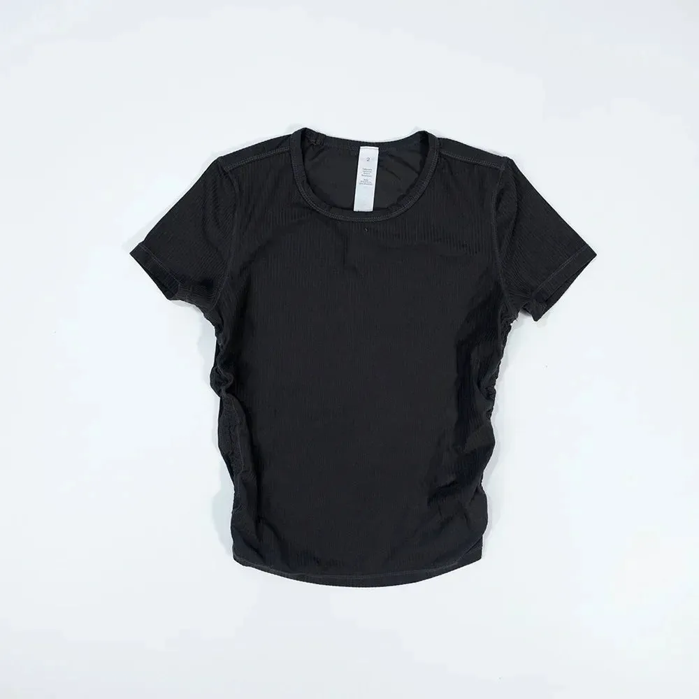 Women's High Elastic Breathable Quick-Drying Tight Short Sleeve Top Yoga Fitness Sports T-shirt