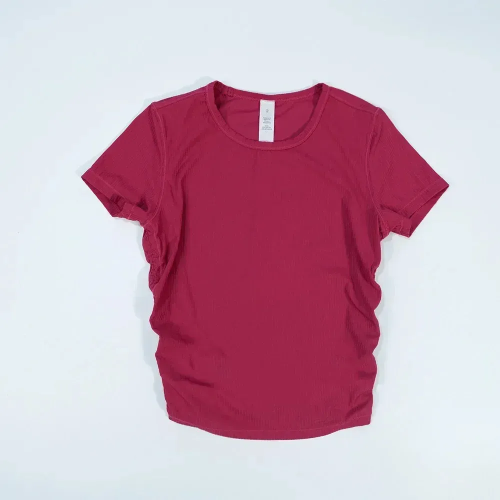 Women's High Elastic Breathable Quick-Drying Tight Short Sleeve Top Yoga Fitness Sports T-shirt