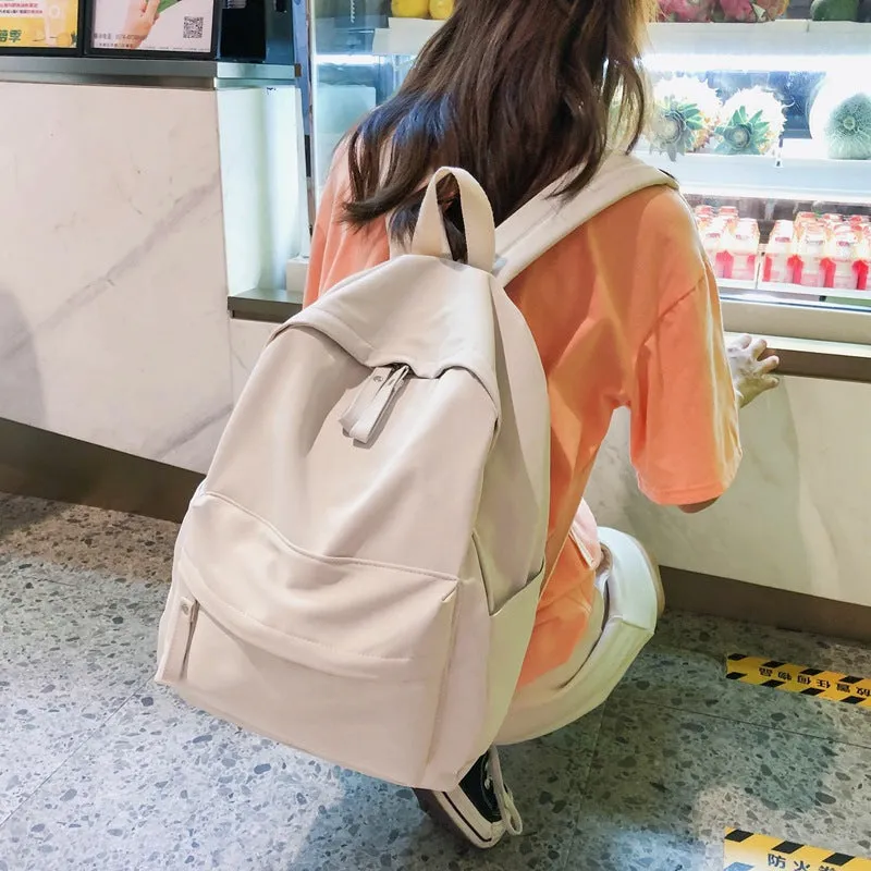 Women's Korean Style Fashion Pure Color Simple Super Backpacks