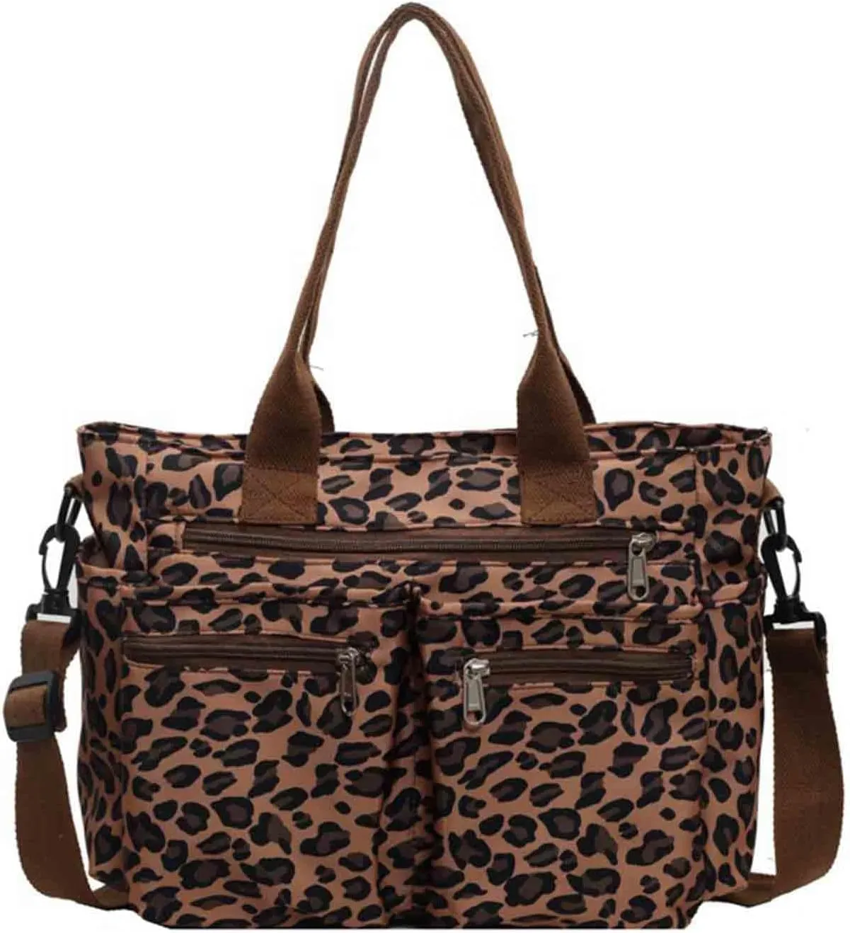 Women's large capacity leopard print tote bag, versatile single shoulder crossbody bag, casual mommy handbag