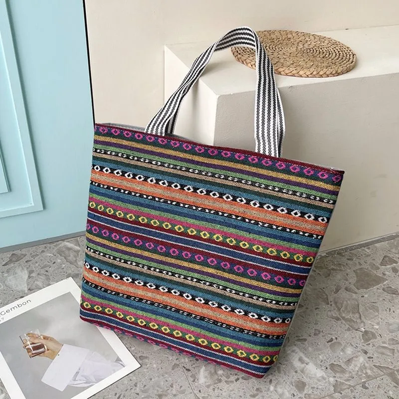 Women's Large Cartoon Woven Rust Simple Capacity Shoulder Bags