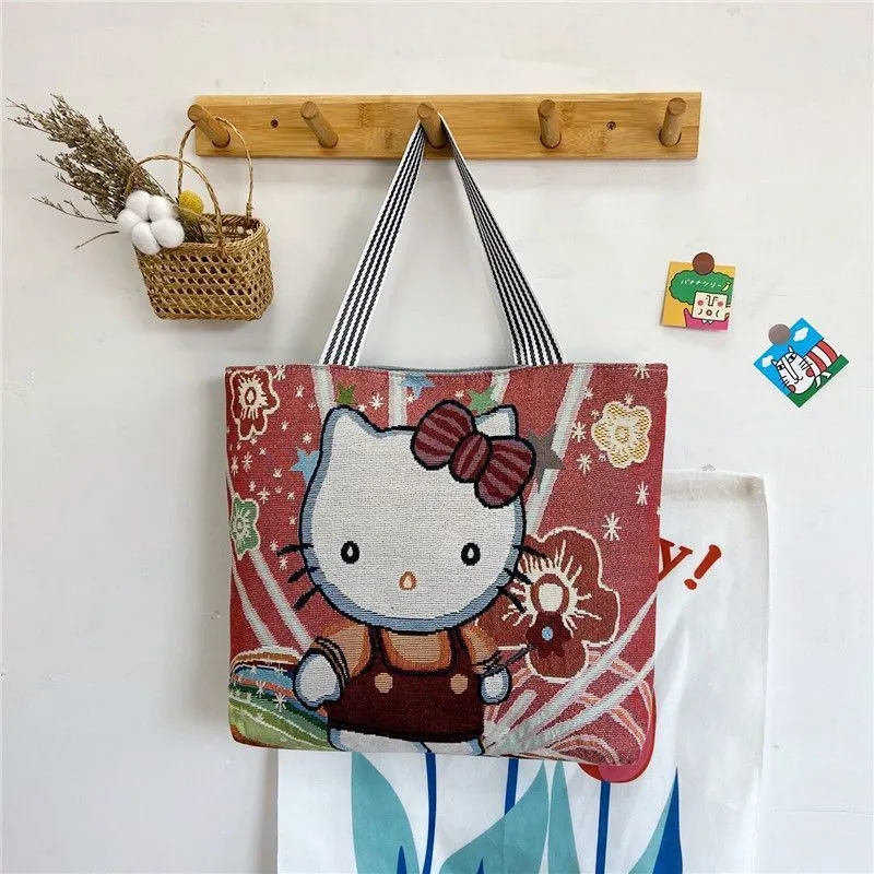 Women's Large Cartoon Woven Rust Simple Capacity Shoulder Bags
