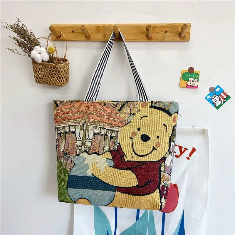 Women's Large Cartoon Woven Rust Simple Capacity Shoulder Bags