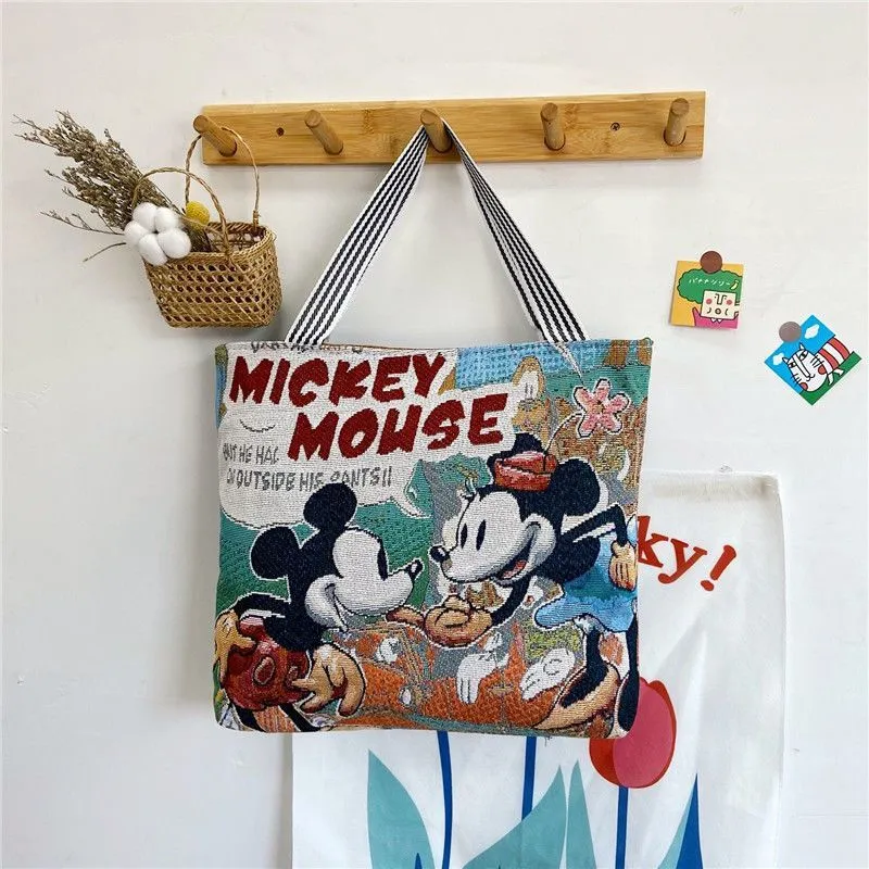 Women's Large Cartoon Woven Rust Simple Capacity Shoulder Bags