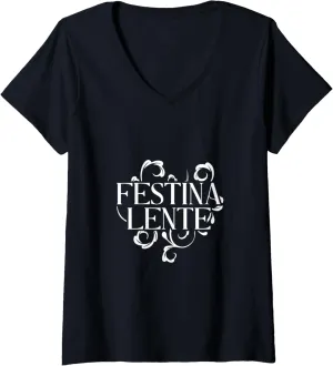 Womens Latin - Festina lente V-Neck T-Shirt
