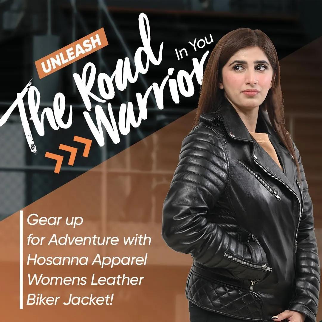 Womens Leather Jacket Classic Biker Style Lambskin Motorcycle Jacket for Ladies