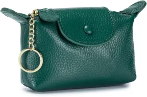 Women's Leather Mini Coin Purse with Keychain, Zipper Wallet, Coin Purse for Women