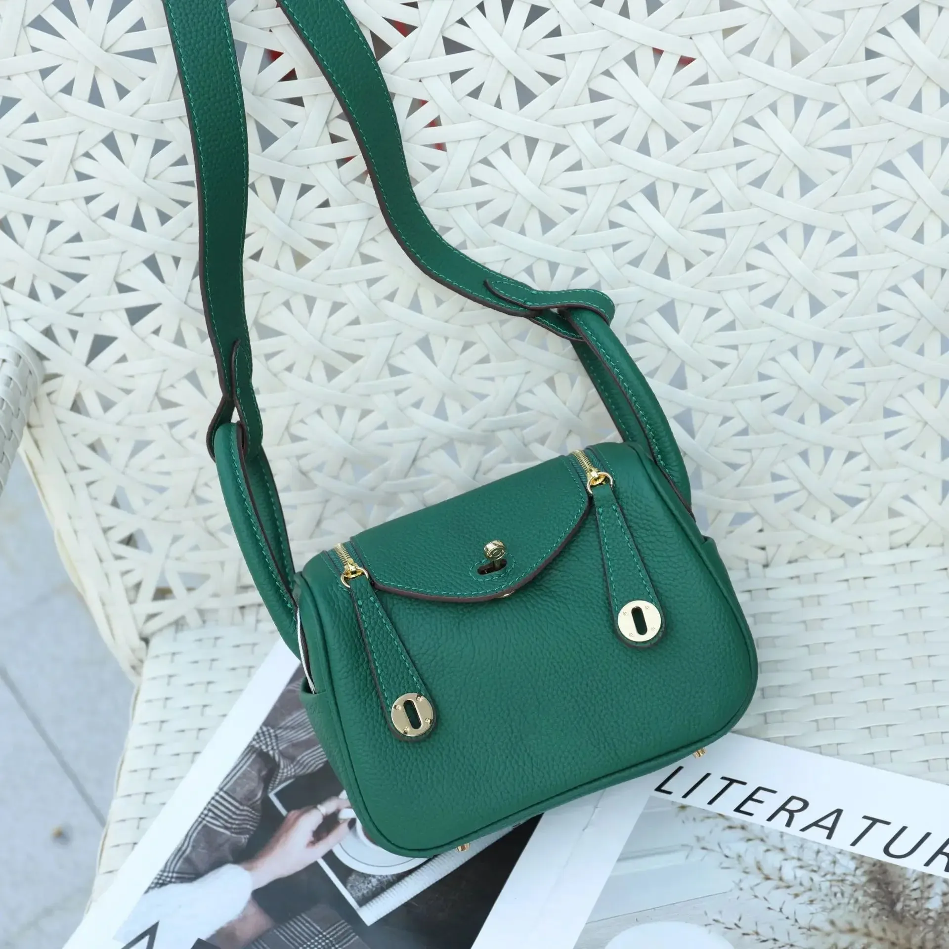 Women's Mini Lindi Crossbody Bag Doctor Style Handbag Soft Top Layer Cowhide Leather Fashionable Lady's Purse