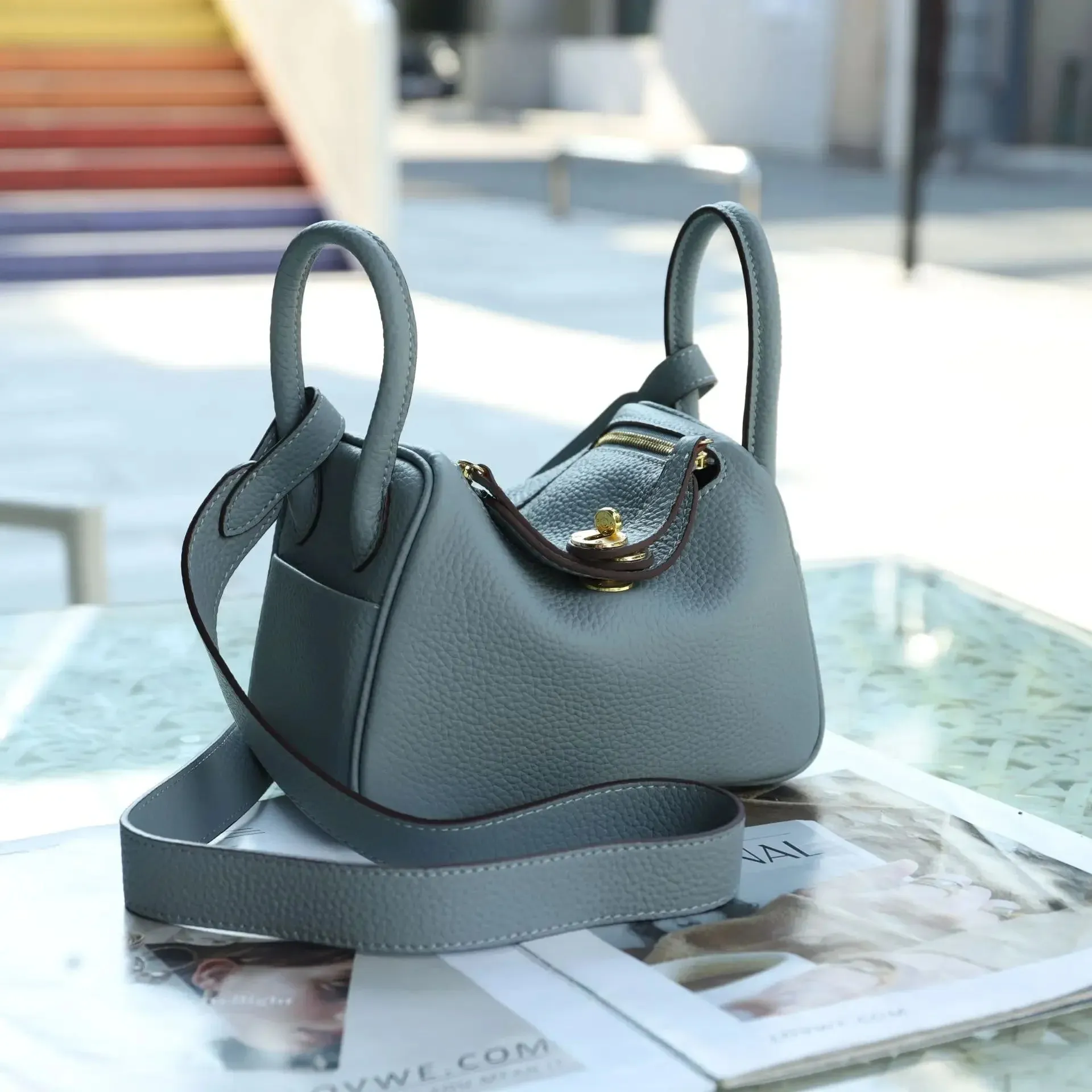 Women's Mini Lindi Crossbody Bag Doctor Style Handbag Soft Top Layer Cowhide Leather Fashionable Lady's Purse