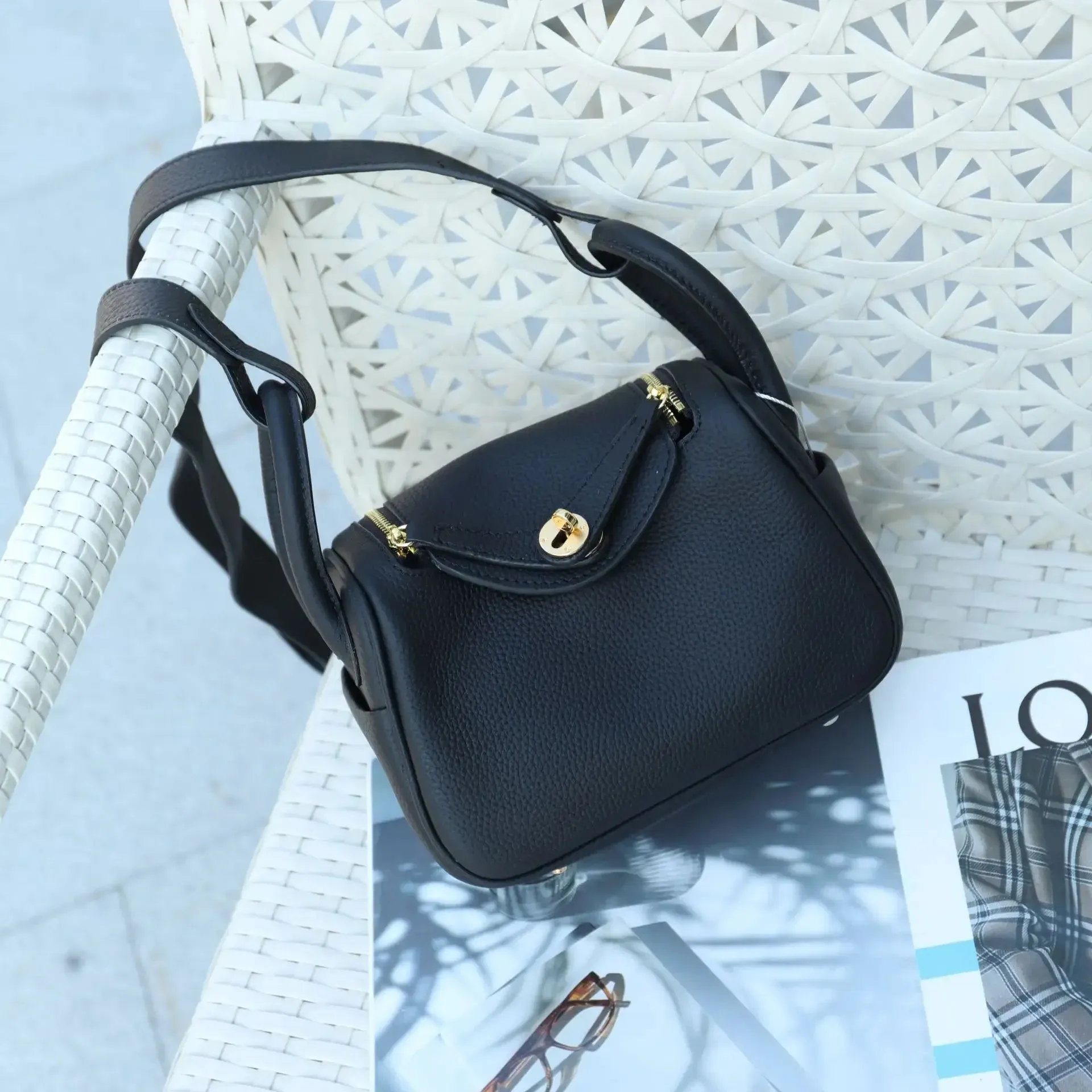 Women's Mini Lindi Crossbody Bag Doctor Style Handbag Soft Top Layer Cowhide Leather Fashionable Lady's Purse