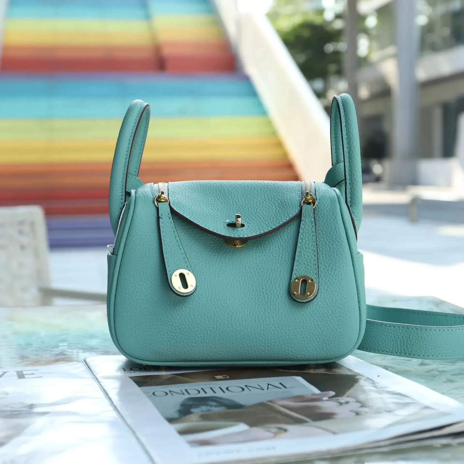Women's Mini Lindi Crossbody Bag Doctor Style Handbag Soft Top Layer Cowhide Leather Fashionable Lady's Purse