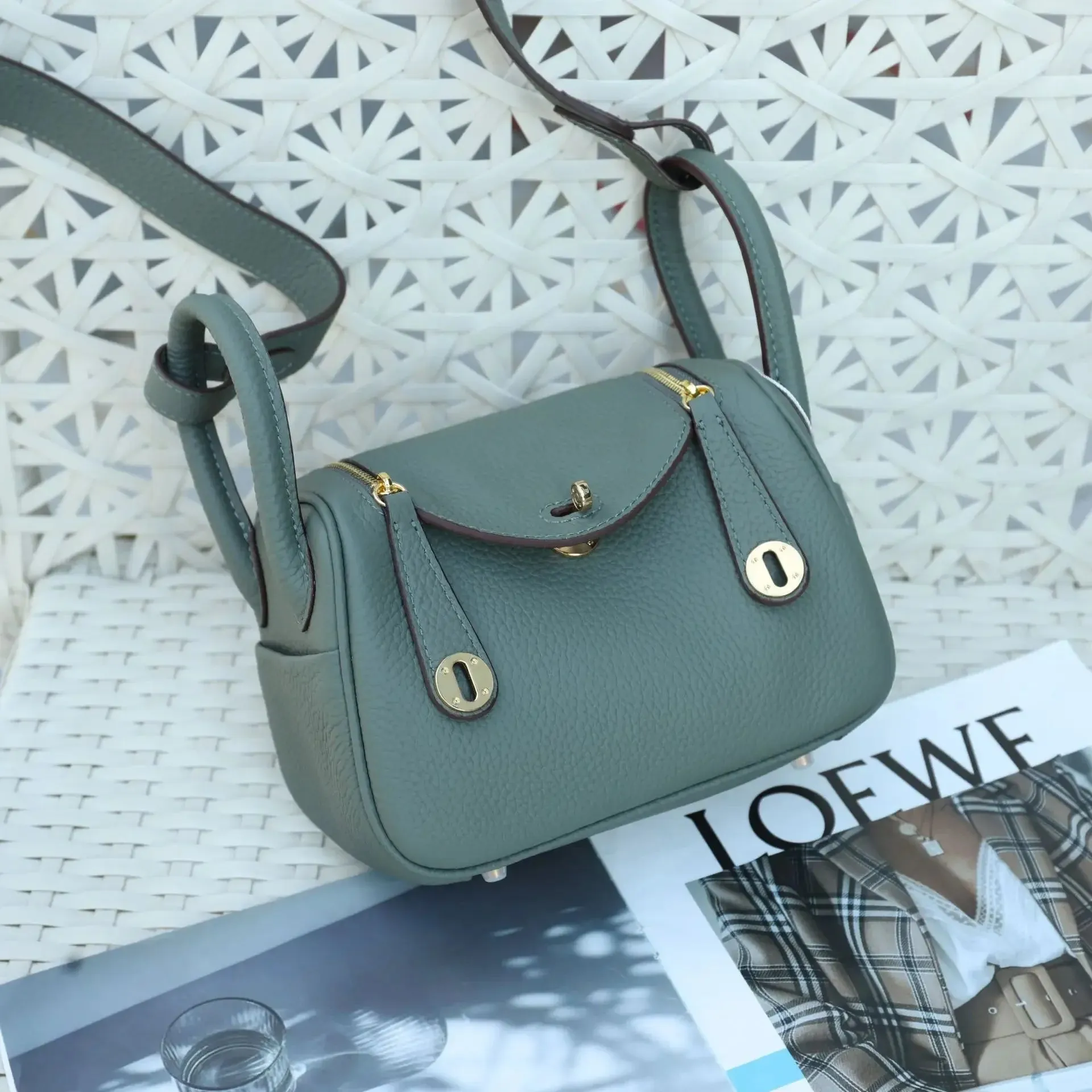 Women's Mini Lindi Crossbody Bag Doctor Style Handbag Soft Top Layer Cowhide Leather Fashionable Lady's Purse
