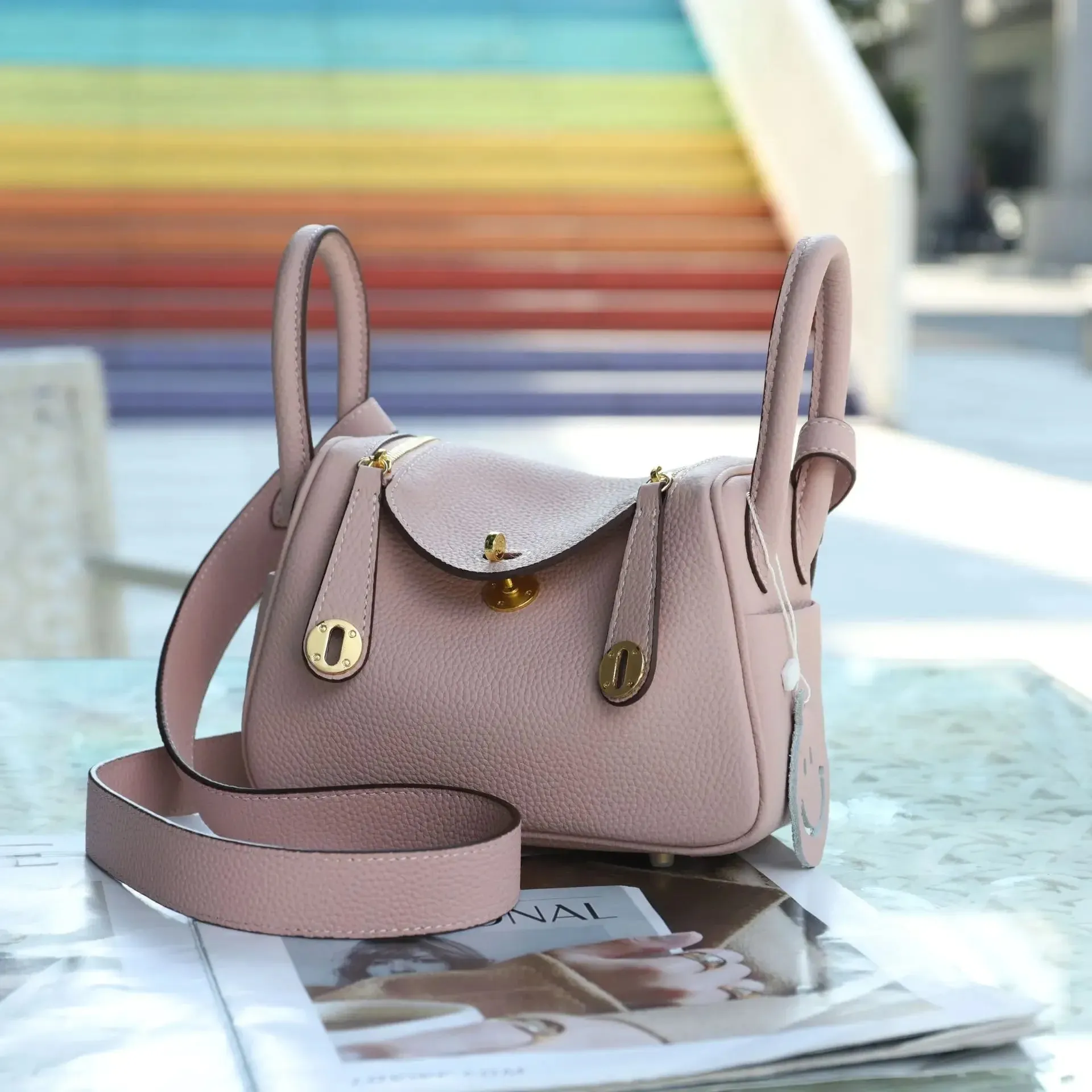 Women's Mini Lindi Crossbody Bag Doctor Style Handbag Soft Top Layer Cowhide Leather Fashionable Lady's Purse