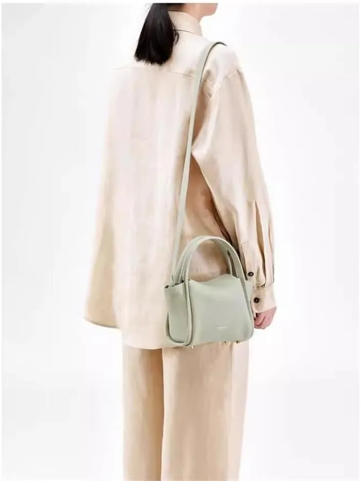 Women's Mini Vegetable Basket Leather Handbag Crossbody Mini Shoulder Bag (Color : Brown, Size : 6.69 * 3.54 * 4.9in)