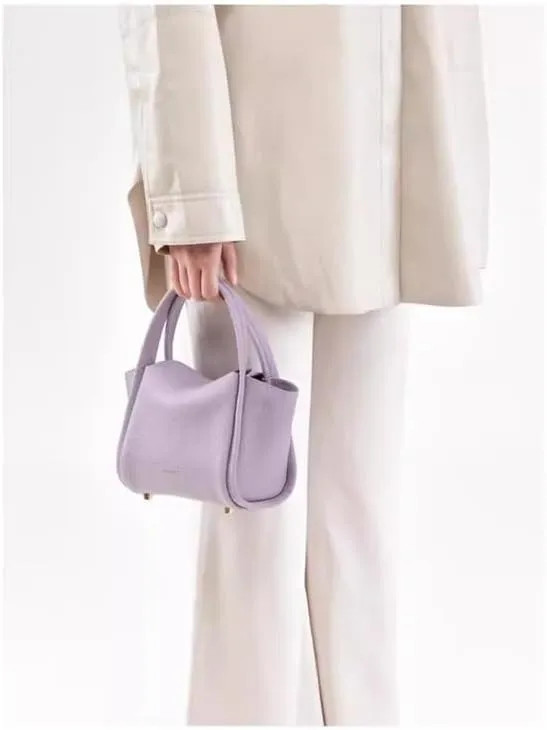 Women's Mini Vegetable Basket Leather Handbag Crossbody Mini Shoulder Bag (Color : Brown, Size : 6.69 * 3.54 * 4.9in)