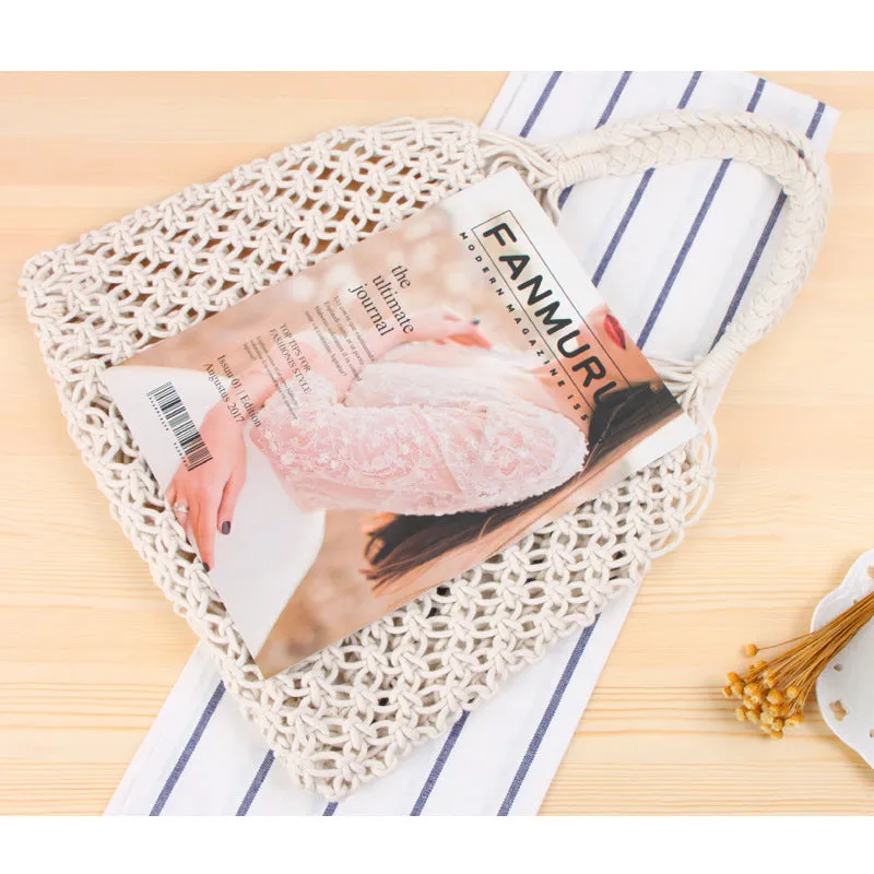 Women's Mori Style Straw Degrees Handmade Cotton Shoulder Bags