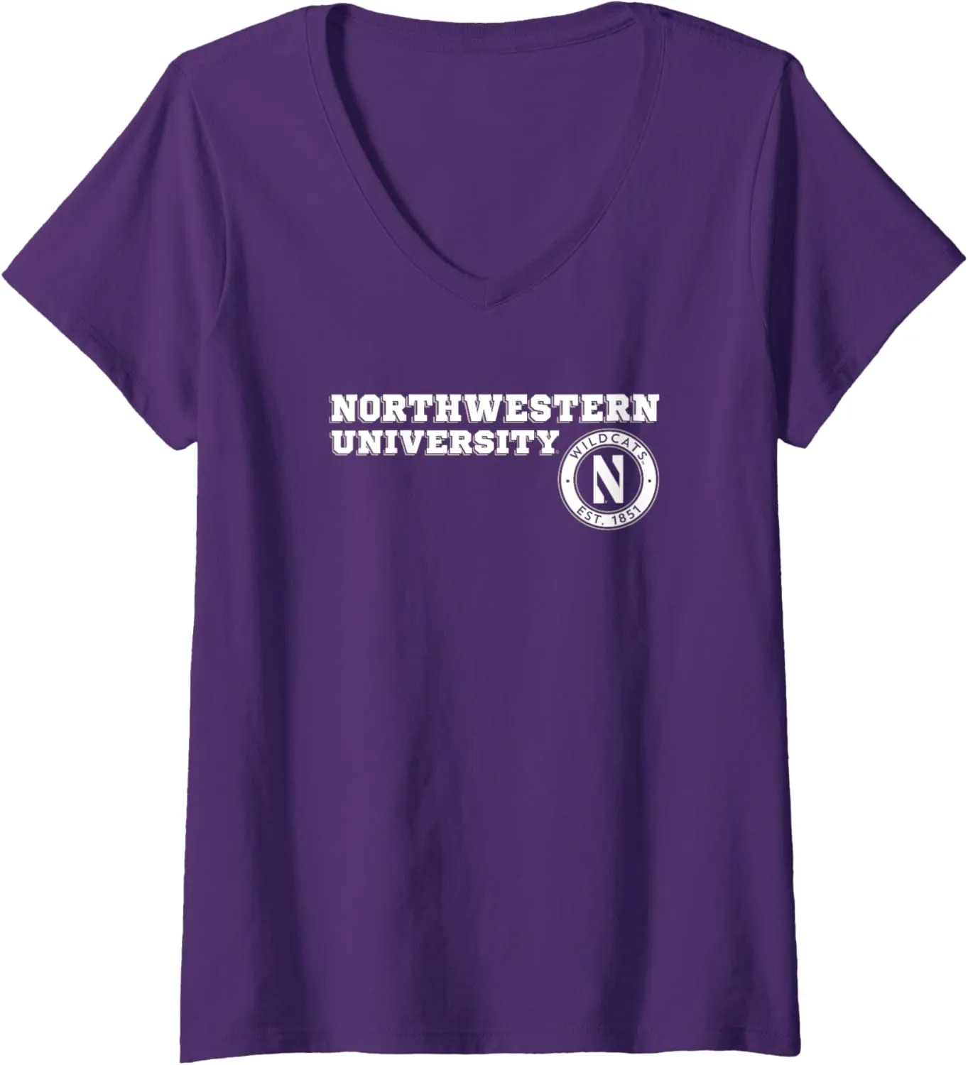 Womens Northwestern University Wildcats Block Text V-Neck T-Shirt