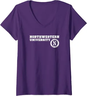 Womens Northwestern University Wildcats Block Text V-Neck T-Shirt