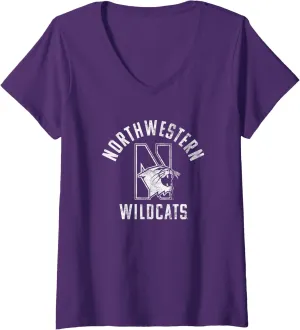 Womens Northwestern University Wildcats Large V-Neck T-Shirt