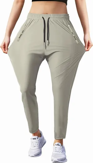 Women's Outdoor Hiking Pants Lightweight Comfortable Breathable Quick Dry Stretchy Running Athletic Pants with Zipper Pocket