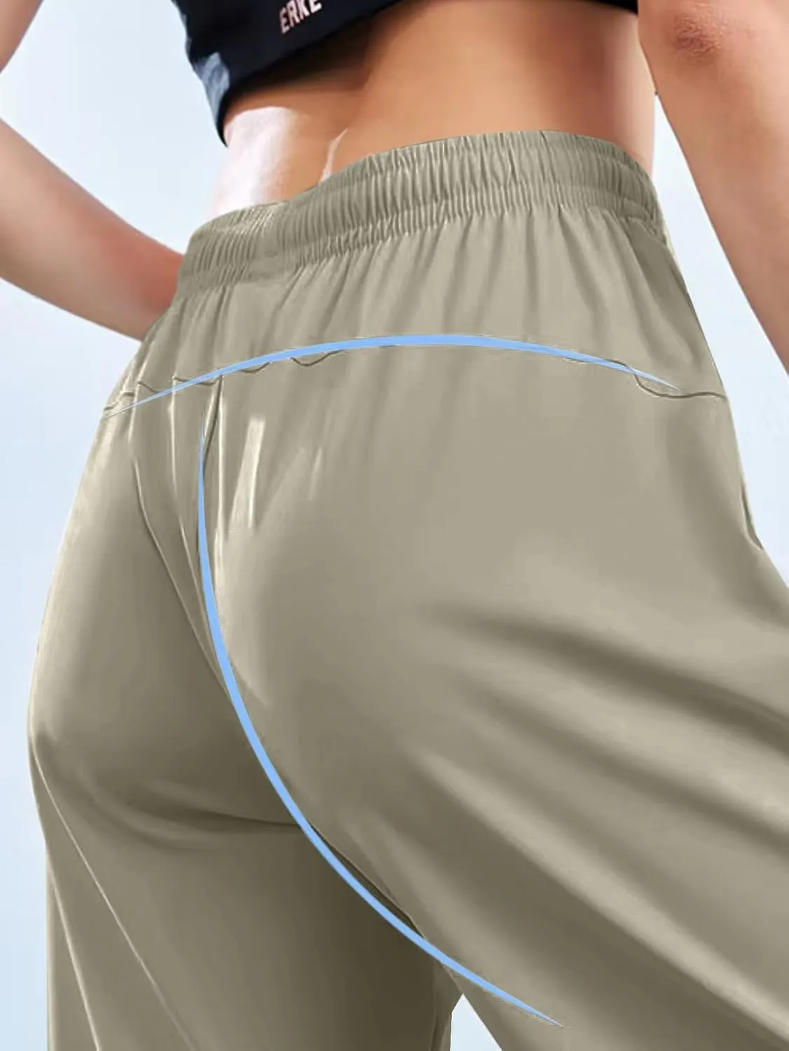 Women's Outdoor Hiking Pants Lightweight Comfortable Breathable Quick Dry Stretchy Running Athletic Pants with Zipper Pocket