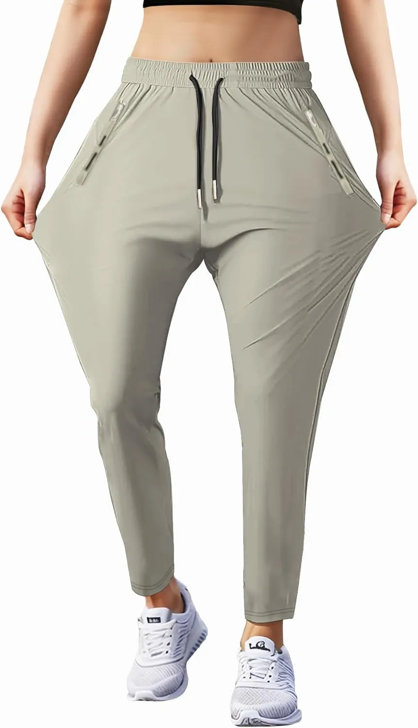 Women's Outdoor Hiking Pants Lightweight Comfortable Breathable Quick Dry Stretchy Running Athletic Pants with Zipper Pocket