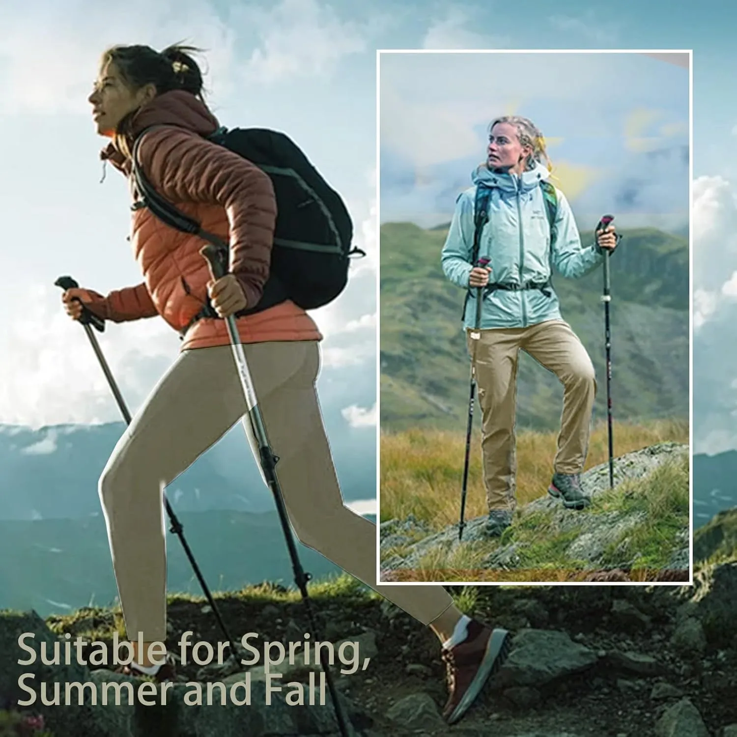 Women's Outdoor Hiking Pants Lightweight Comfortable Breathable Quick Dry Stretchy Running Athletic Pants with Zipper Pocket