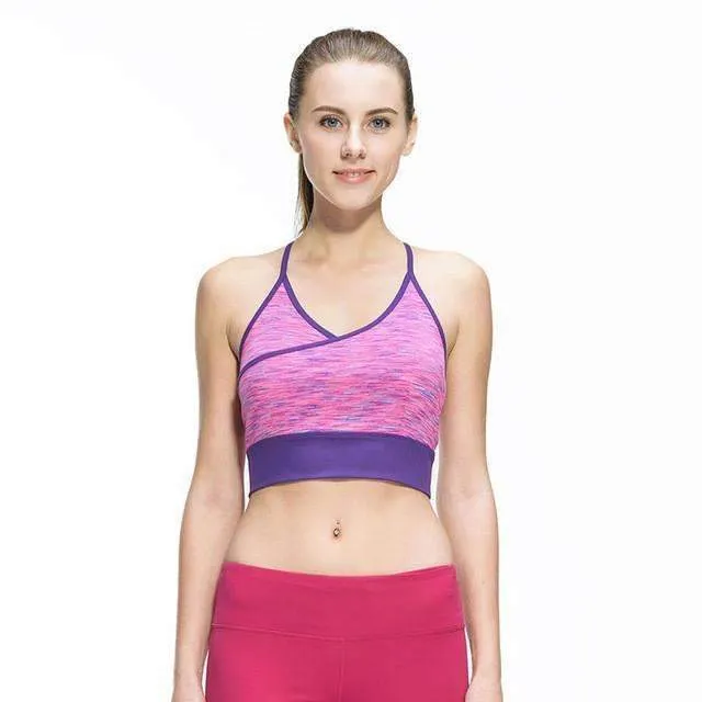 Women's Pink and Purple Push Up Breathable Sports Bra