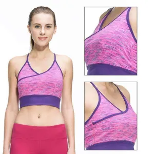 Women's Pink and Purple Push Up Breathable Sports Bra