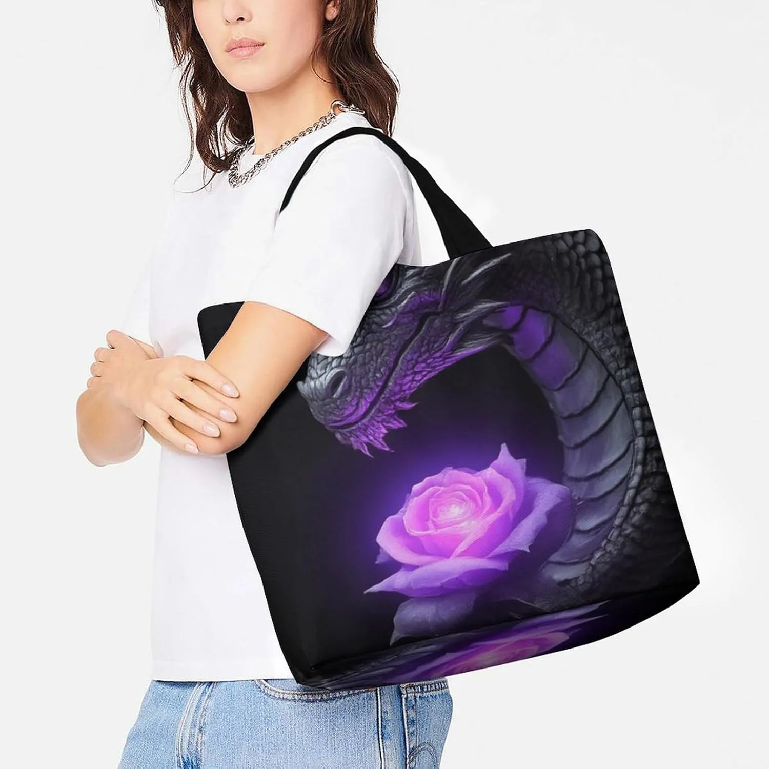 Women's Reusable Tote Bag, Portable Shoulder Handbags Large Capacity Casual Shopping Bags