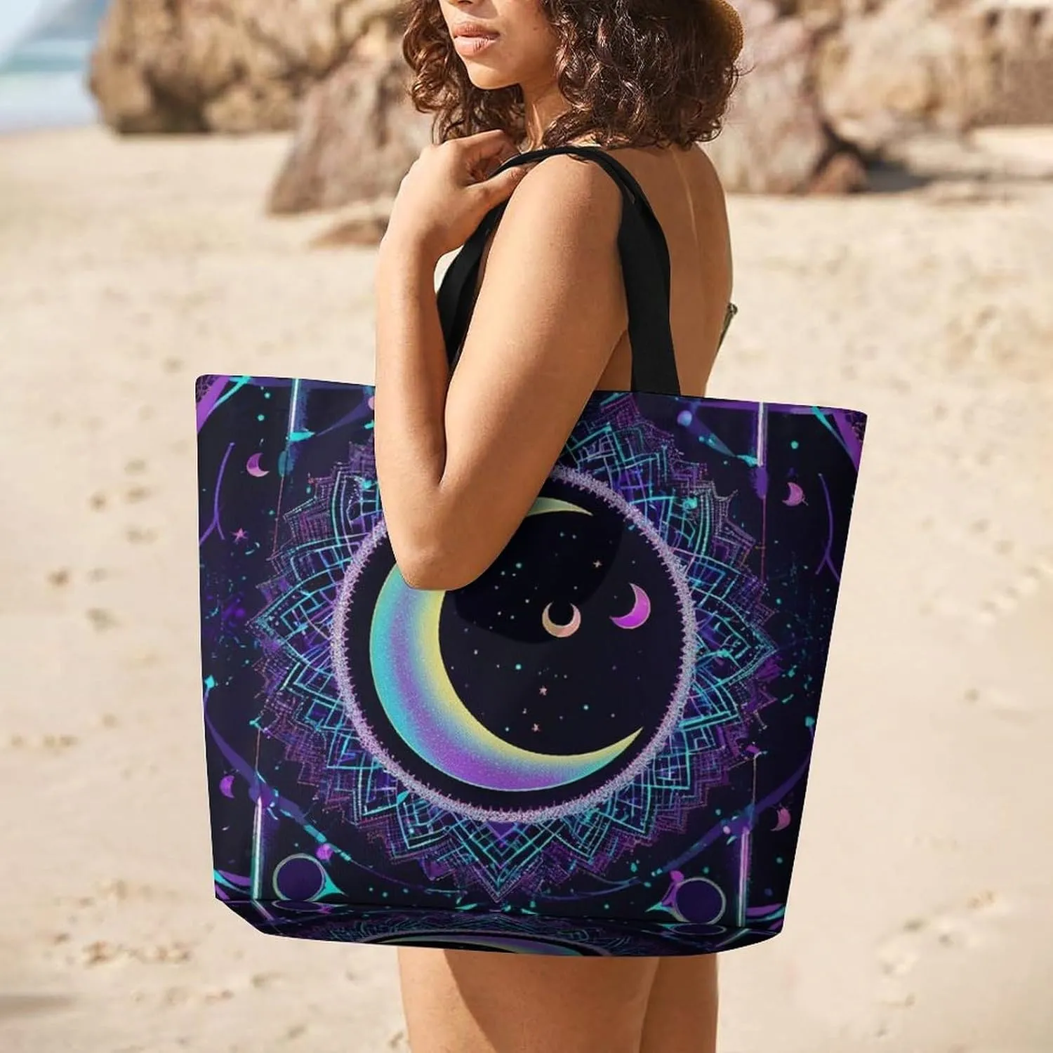 Women's Reusable Tote Bag, Portable Shoulder Handbags Large Capacity Casual Shopping Bags