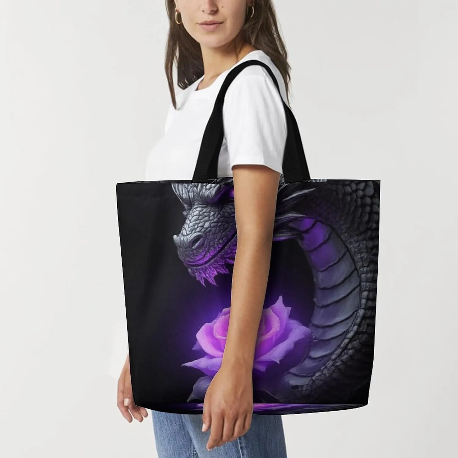 Women's Reusable Tote Bag, Portable Shoulder Handbags Large Capacity Casual Shopping Bags