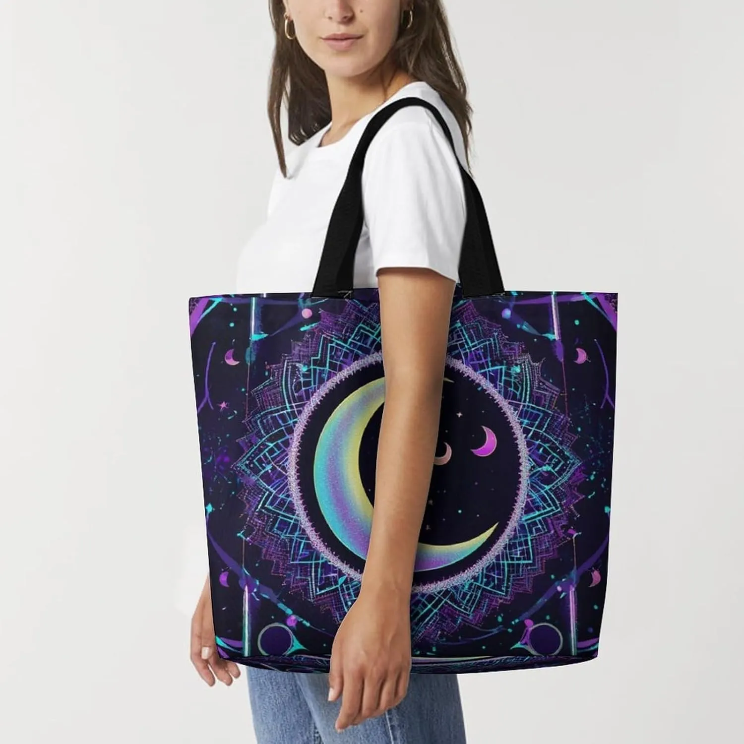 Women's Reusable Tote Bag, Portable Shoulder Handbags Large Capacity Casual Shopping Bags