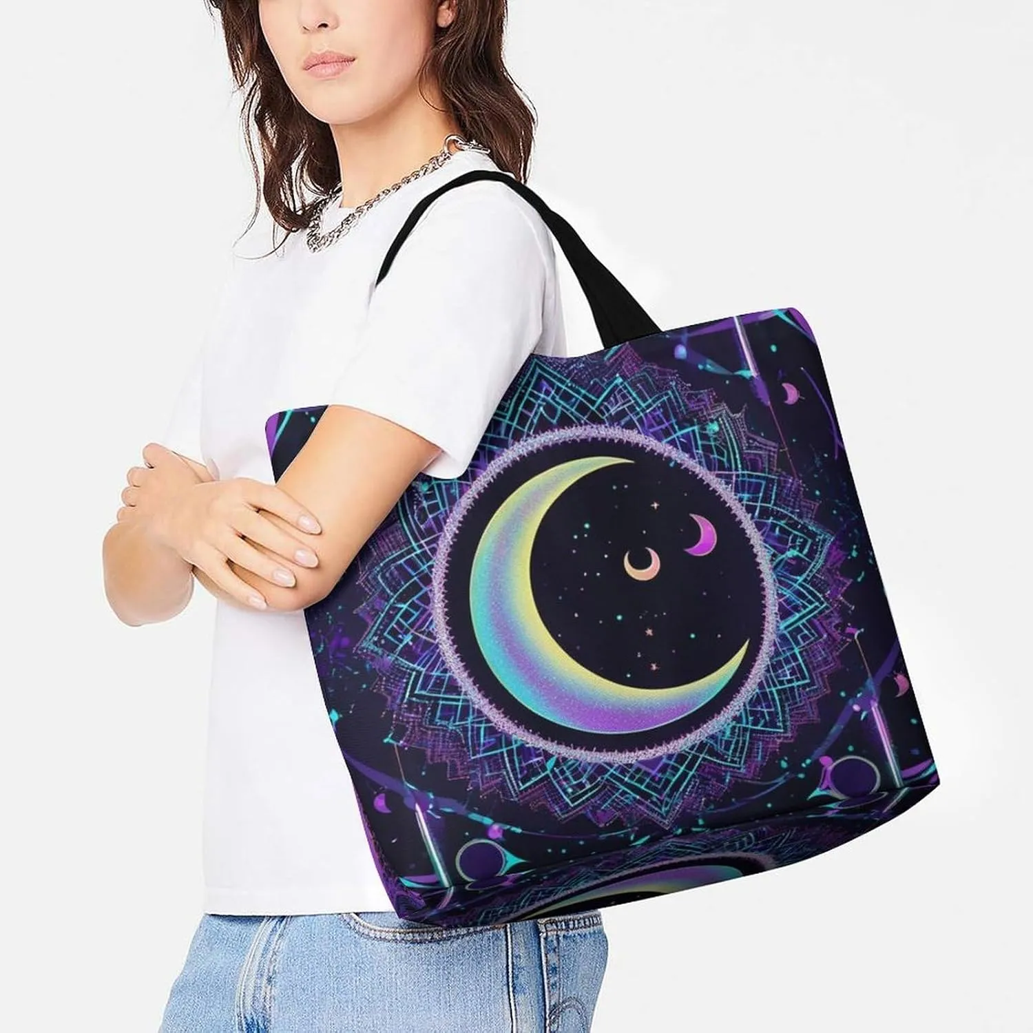 Women's Reusable Tote Bag, Portable Shoulder Handbags Large Capacity Casual Shopping Bags