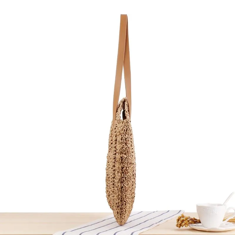 Women's Round Straw Shoulder Bag Handbag Tote Bag