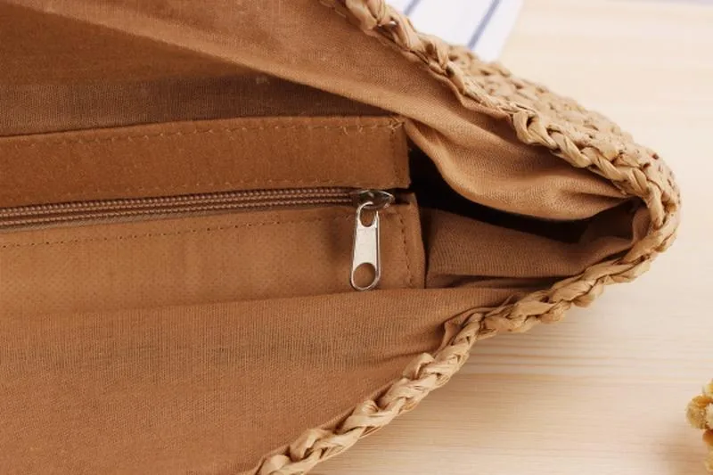 Women's Round Straw Shoulder Bag Handbag Tote Bag